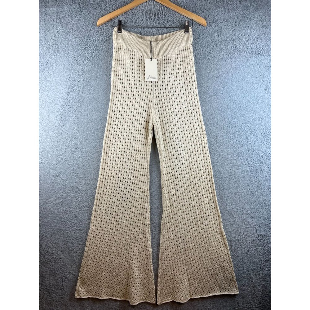 New Elan Natural Crochet Cardigan sweater / crochet pant set size M - Picture 5 of 16